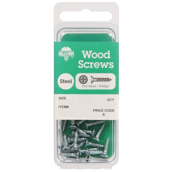 Hillman Wood Screw, #6, 2 in, Zinc Plated Steel Flat Head Phillips Drive, 10 PK 5779 - main